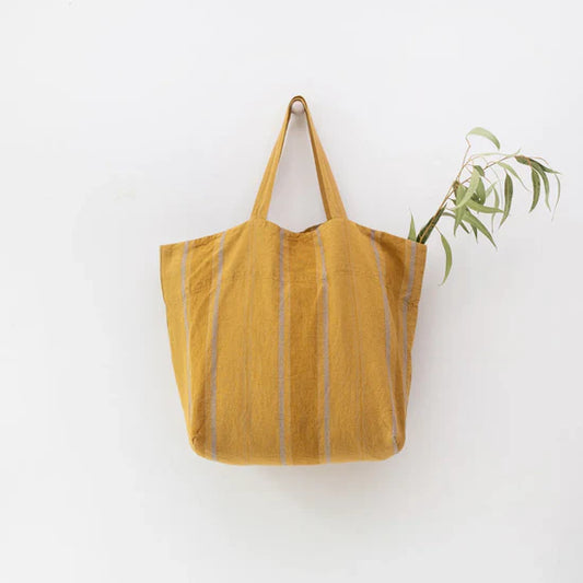 Linen Big Bag - Amber Stripes