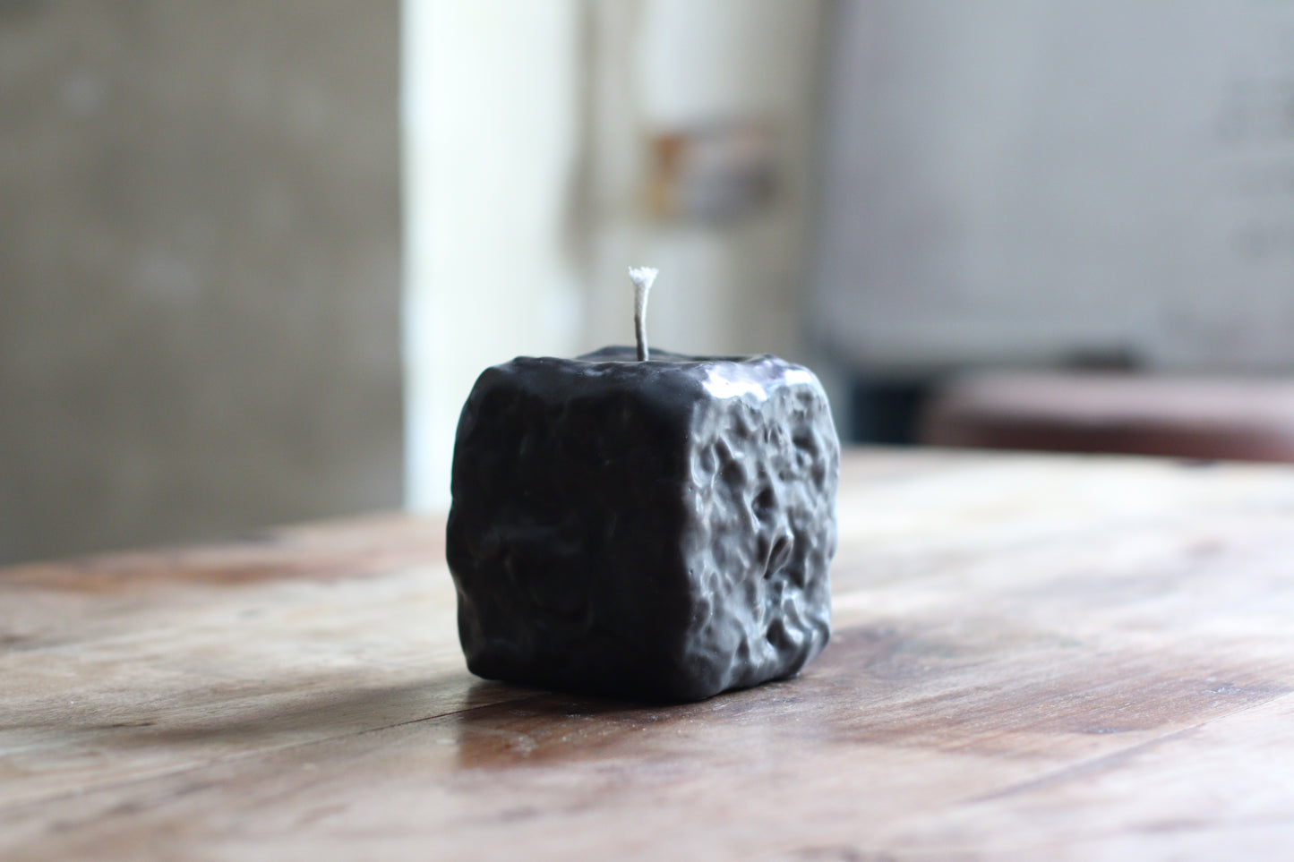 Sculpted Square Black Candle 10 x 11