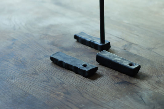 Black sculptural beeswax candle holder, handmade in Israel — fits 1cm diameter thin candles, by Candleroom