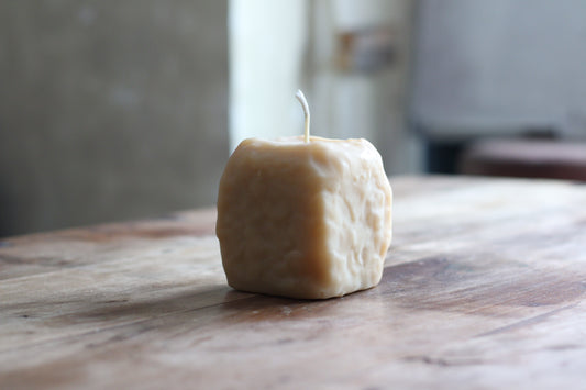 Sculpted Natural Square Candle 10 x 11