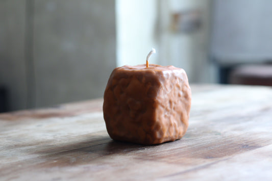 Sculpted Square Burnt Orange Candle 10 x 11