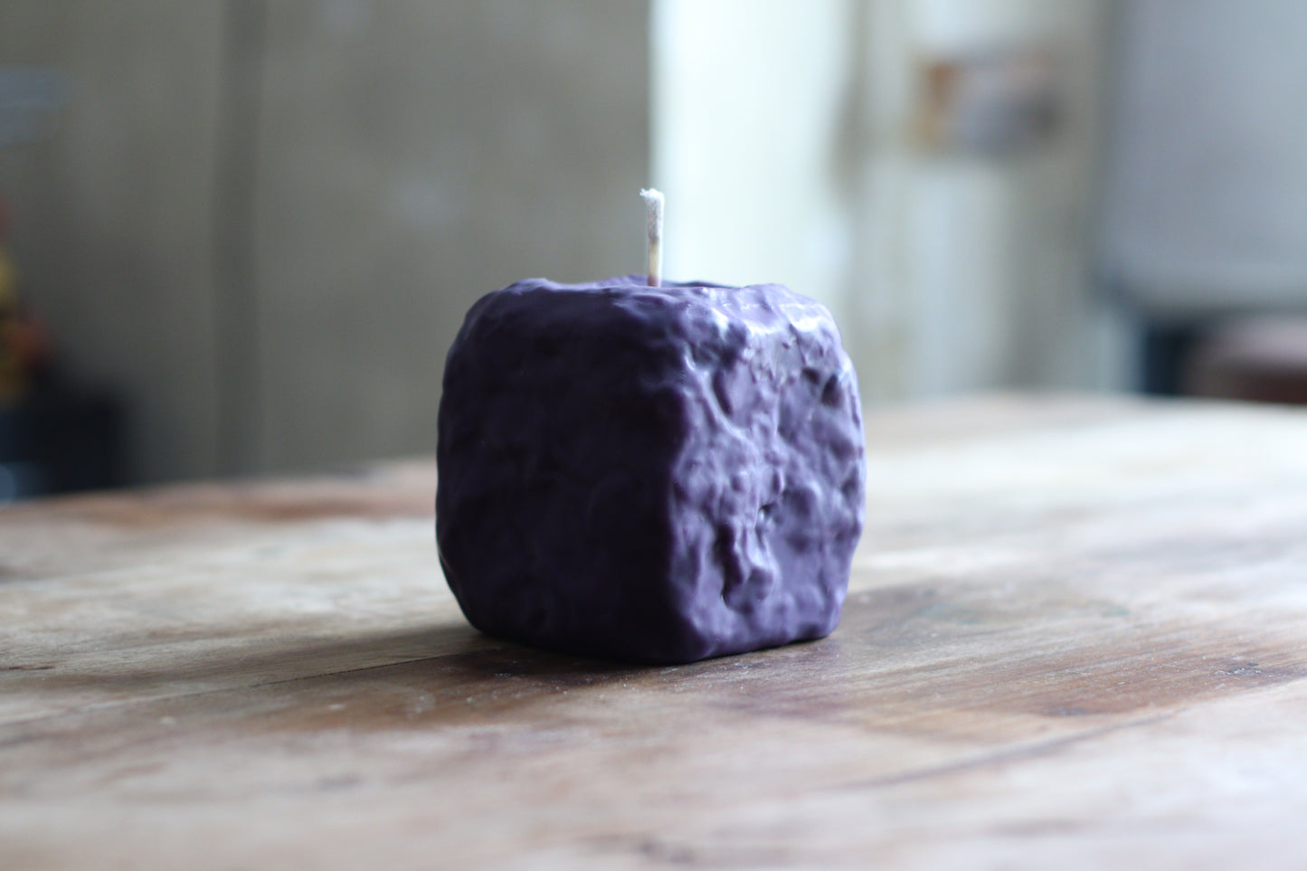 Sculpted Square Purple Candle 10 x 11