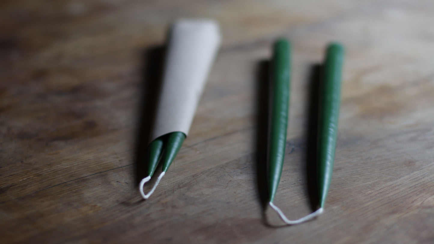 Forest Green Beeswax Dinner Candles (Pair)