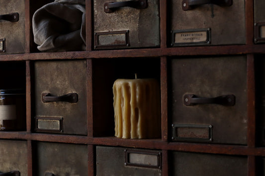 Small Dripped Beeswax Candle 10.5x8