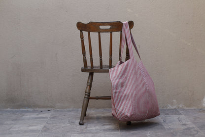 Linen Big Bag - Red Stripes