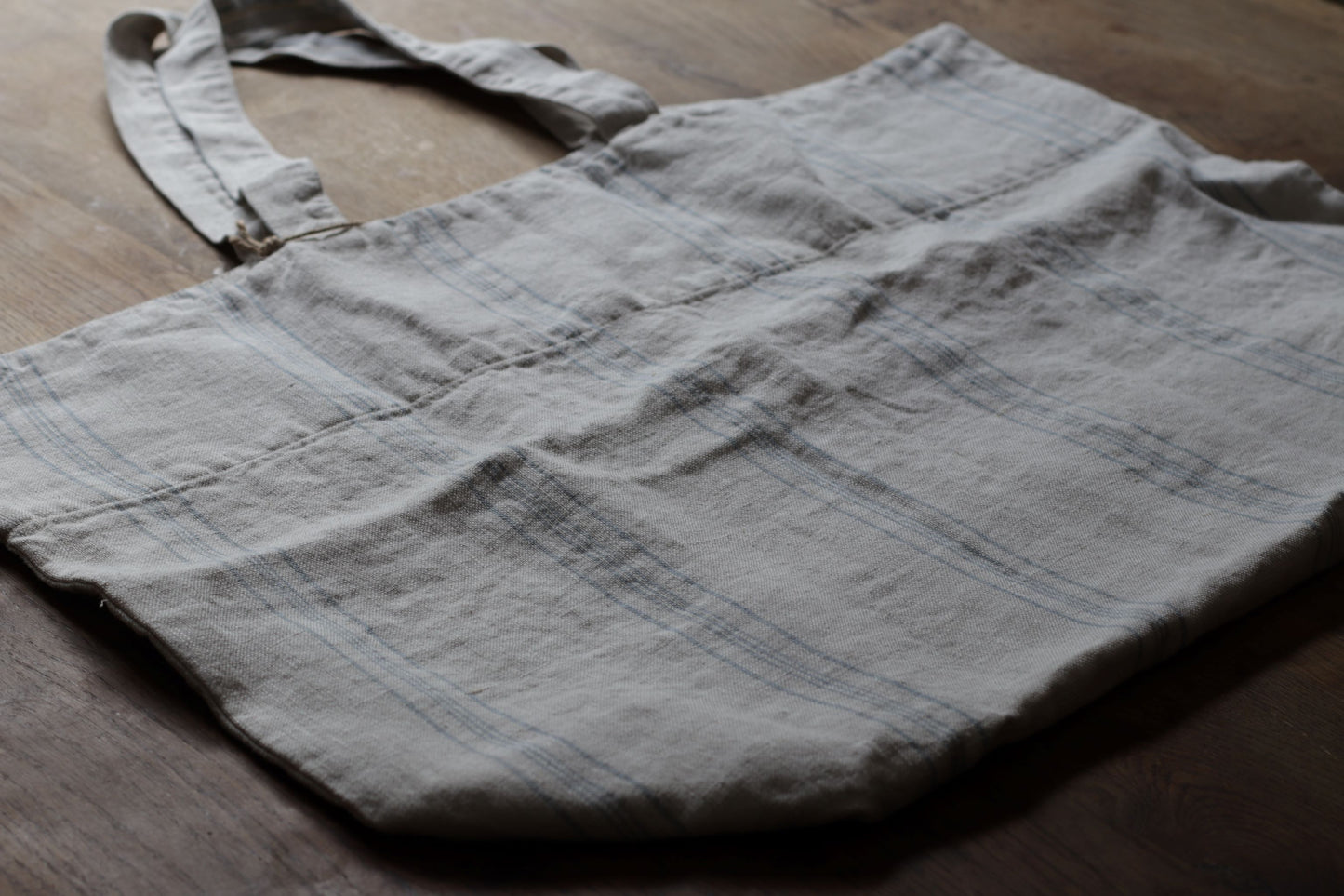 Linen Big Bag - Grey/ Blue Stripes