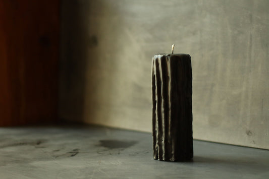 Large Dripped Black Beeswax Candle 23.5x8