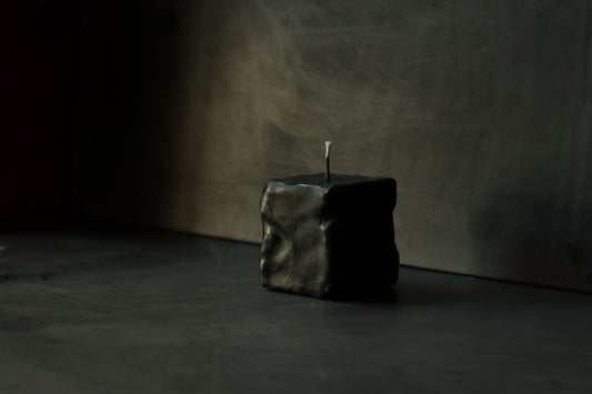 Sculpted Square Black Candle 9 x 11