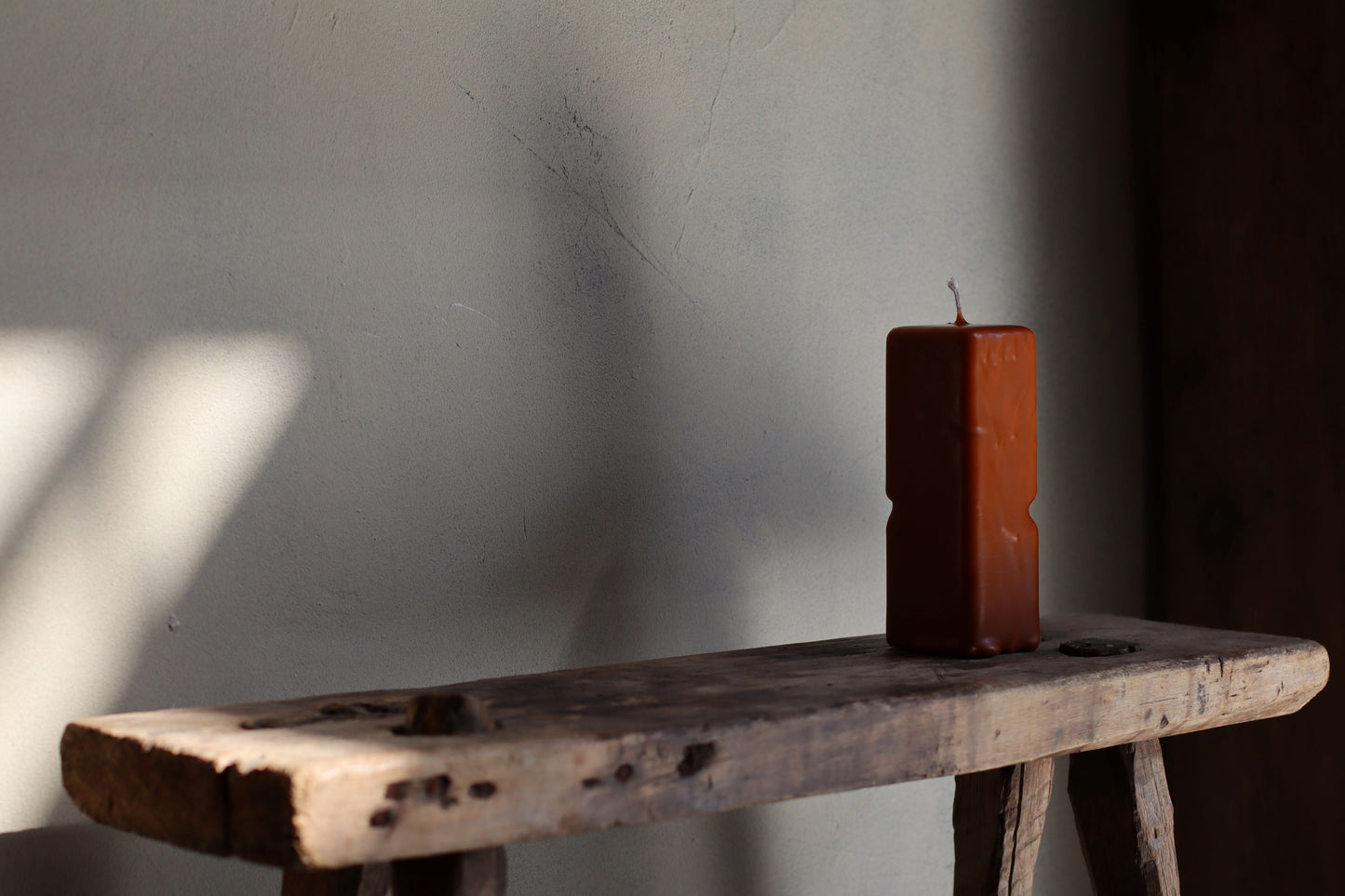 Sculpted Thin Rectangle Burnt Orange Candle 5 x 15