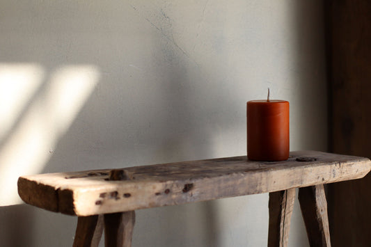 Sculpted Round Burnt Orange Candle 10.5x8