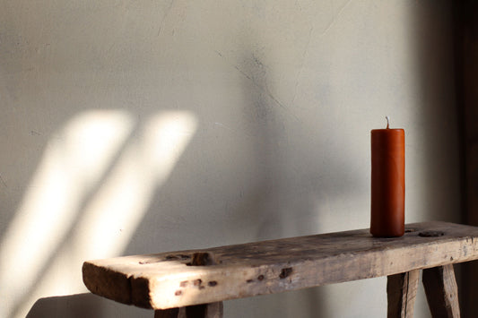 Sculpted Thin Round Burnt Orange Candle 4 x 15