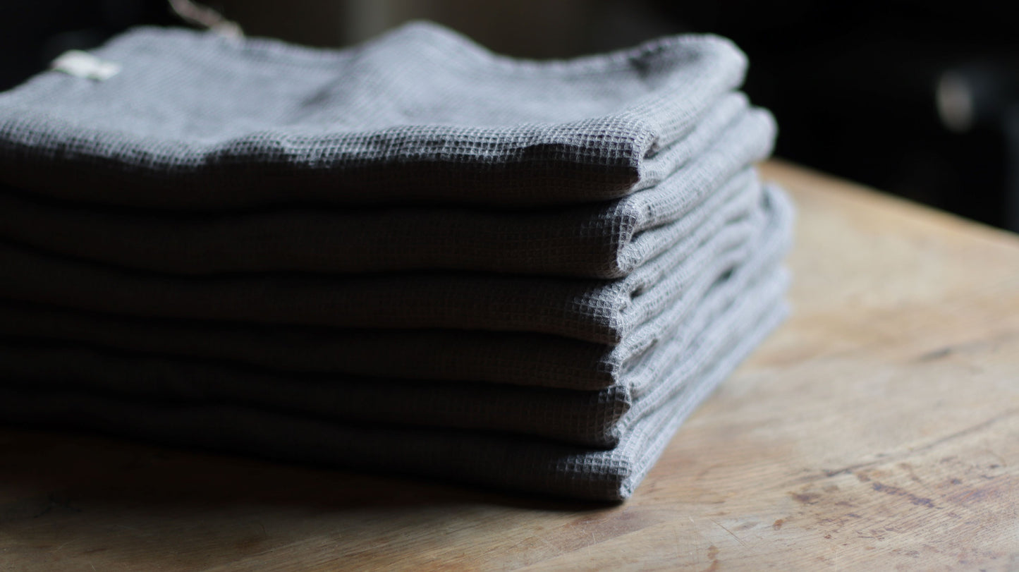 Charcoal Linen Waffle Towel