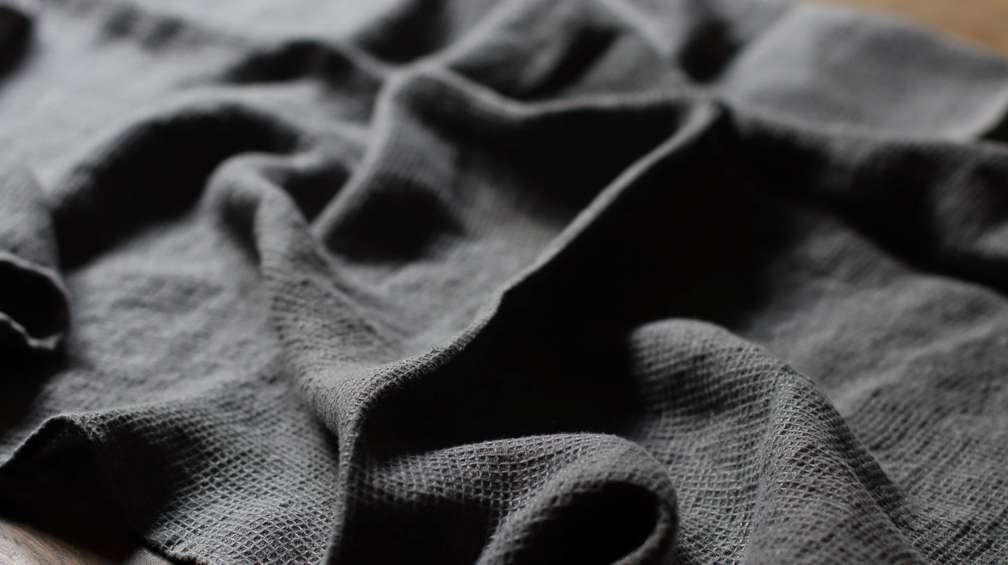 Charcoal Linen Waffle Towel