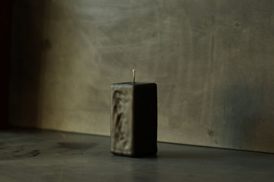 Sculpted Rectangular Black Candle 7.5 x 16