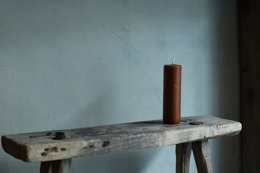 Sculpted Thin Round Burnt Orange Candle 4 x 15