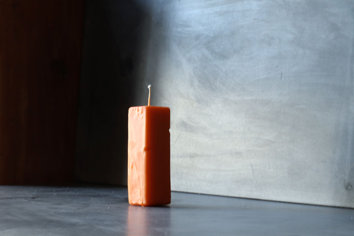 Sculpted Thin Rectangle Pumpkin Candle 5 x 15