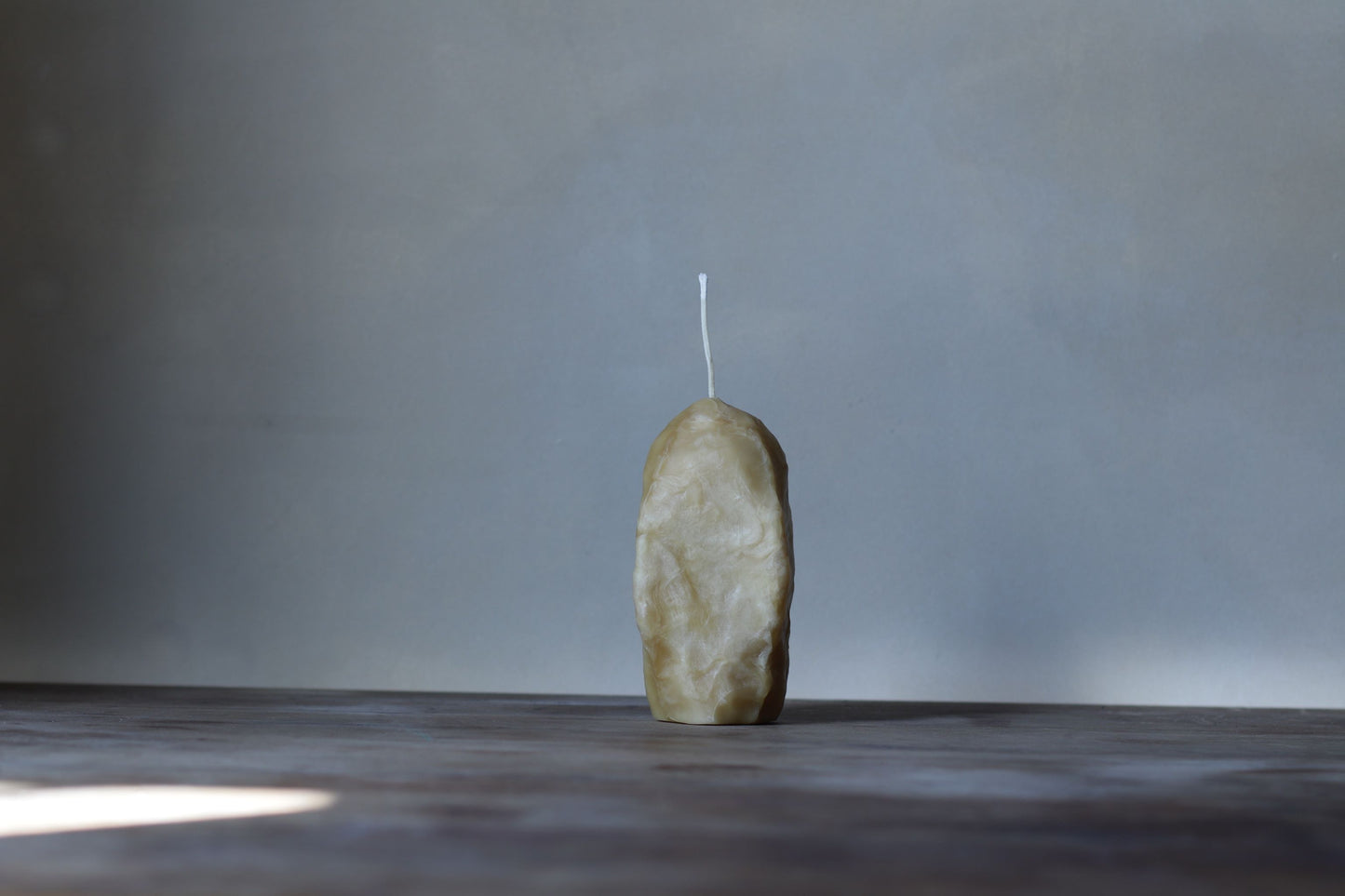 Sculpted & Raw tall rectangular natural beeswax candle 7x17 — handmade in Jaffa Israel by Candleroom