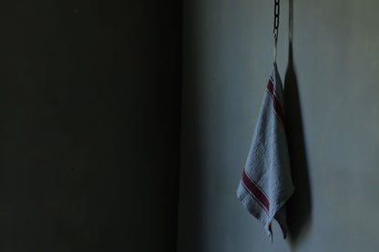 Red Stripe Vintage Linen Tea Towel