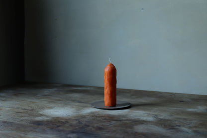 Small Cone-Shaped Beeswax Candle, Pumpkin Colour