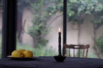 Sculpted and Twisted Black Dinner Candles (Pair)