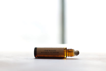 The Woods botanical oil perfume — woody & grounding, handmade in Jaffa, 10ml roll-on