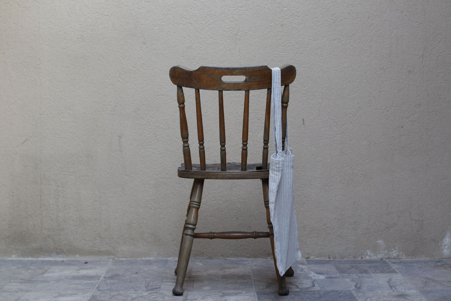 Linen Tote Bag - Thin Blue/Grey  Stripes