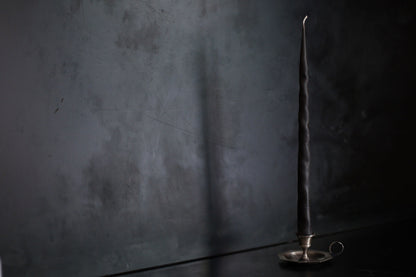 Sculpted and Twisted Black Dinner Candles (Pair)