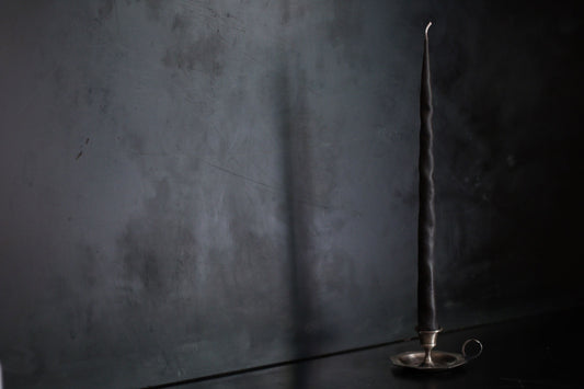 Sculpted and Twisted Black Dinner Candles (Pair)