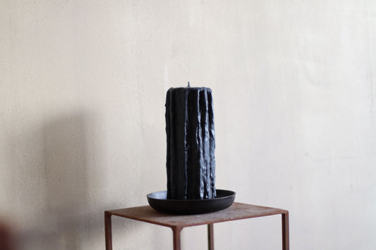Large Dripped Black Beeswax Candle 23.5x8