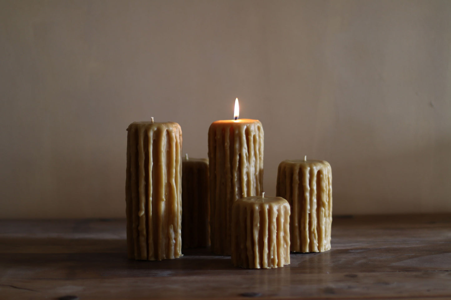 Small Dripped Beeswax Candle 10.5x8